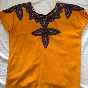 Embroidered Orange Women's Top
